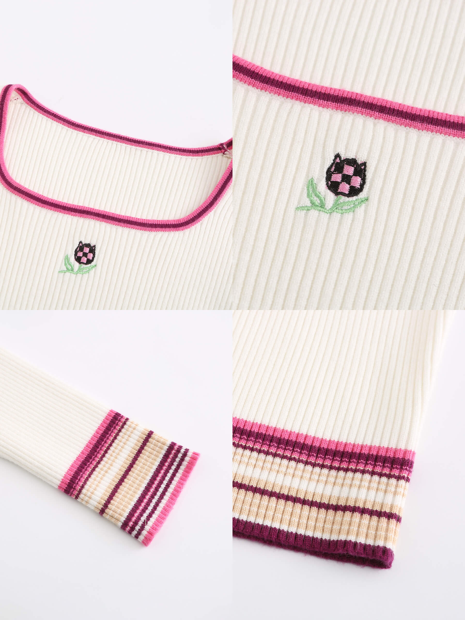 Boat Neck Long Sleeve Knit Top-20