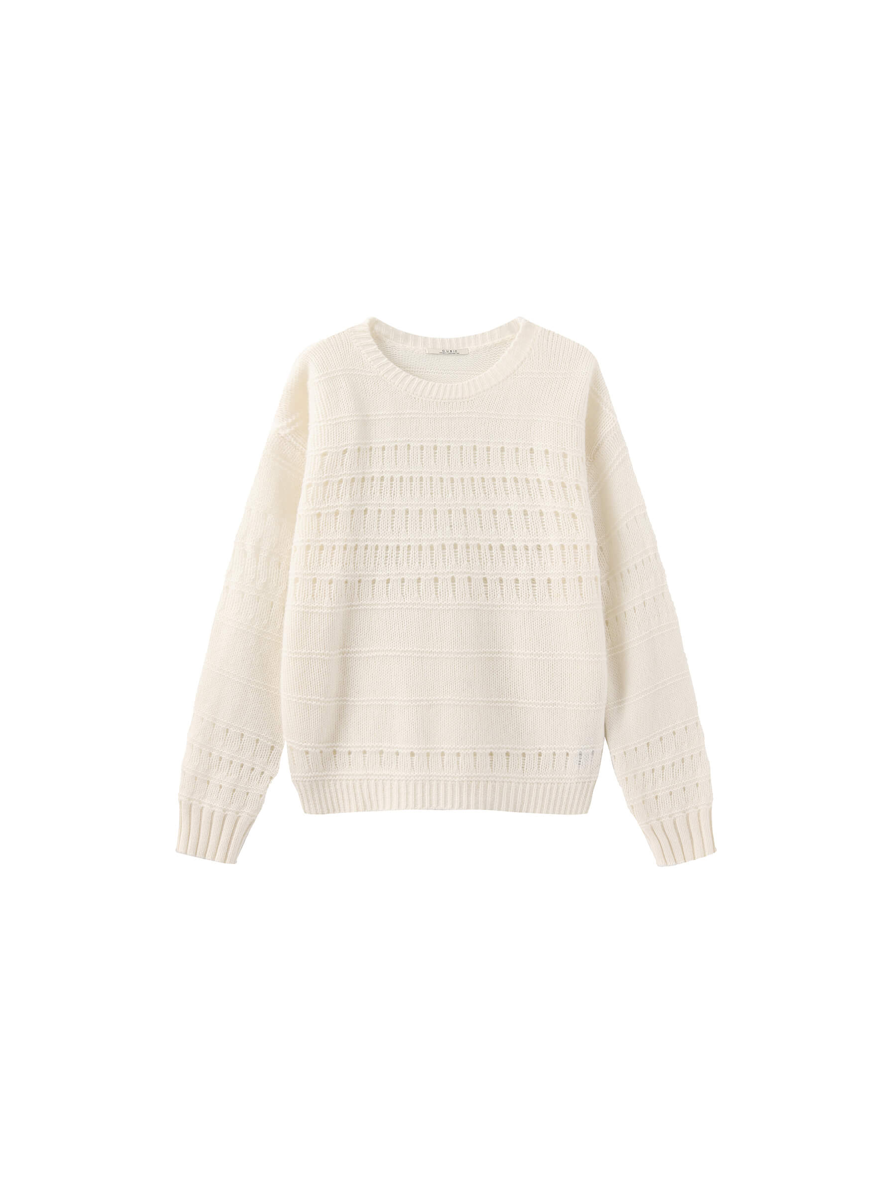 Hollowed 100% Wool Long Sleeves Knit Sweater-19