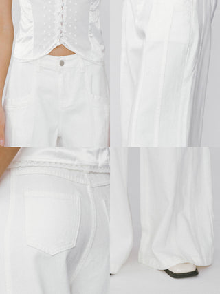 Front Stitch Wide Leg Jeans