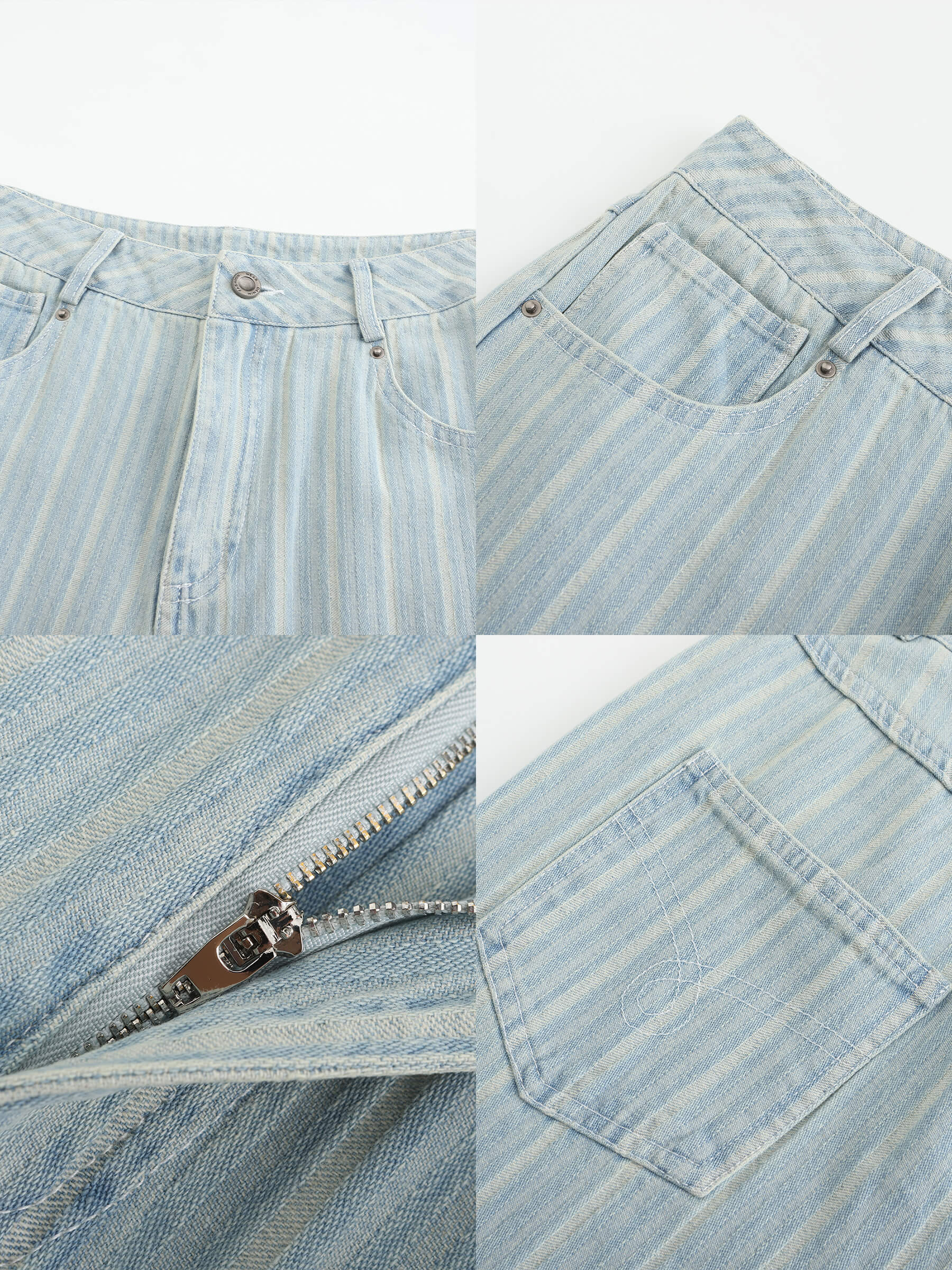 Pinstriped Wide Leg Cropped Jeans-19