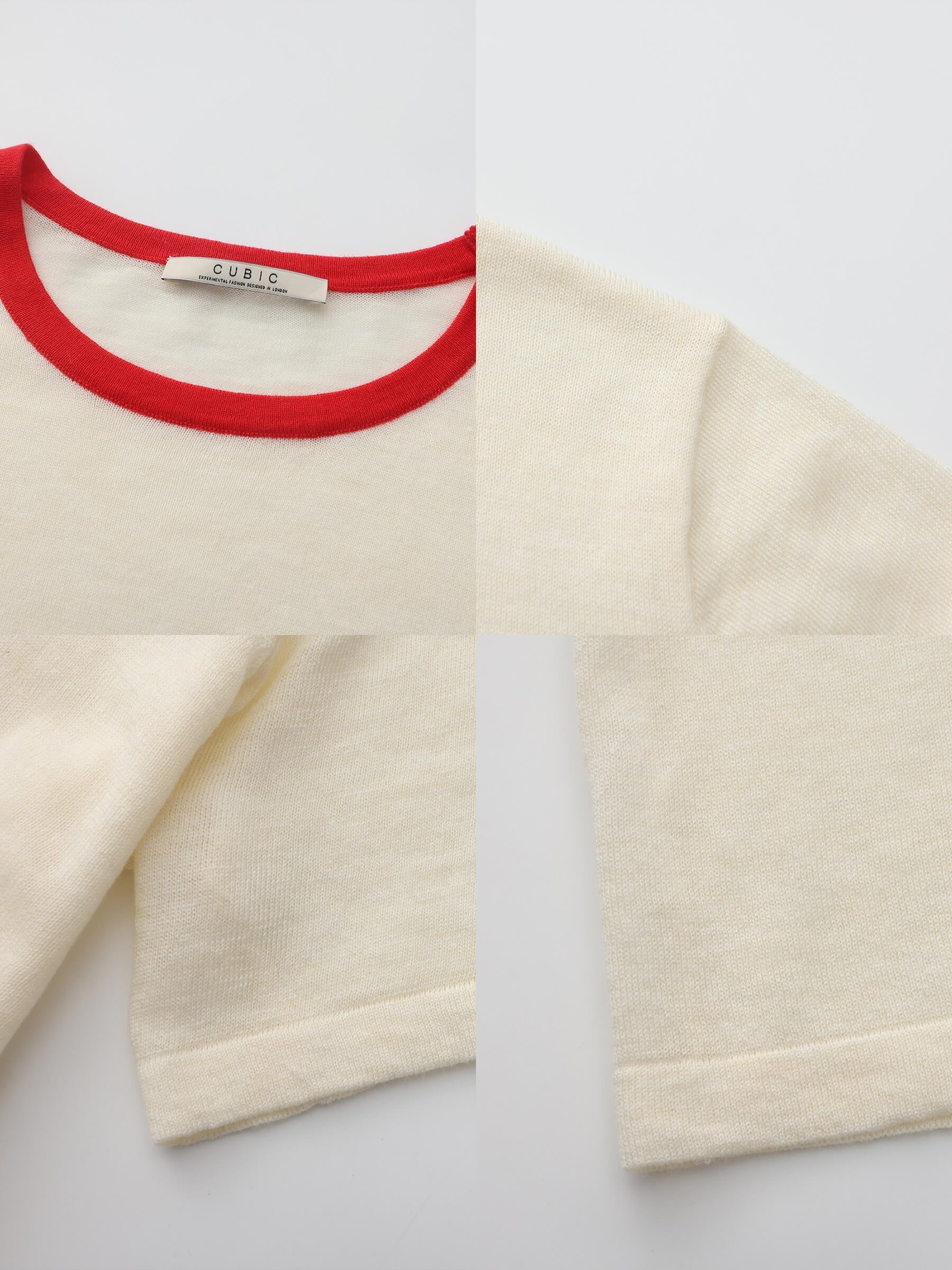 Contrast Color T-shirt with Wool Blend-17