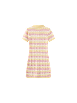 Polo Short Sleeve Striped Knit Dress