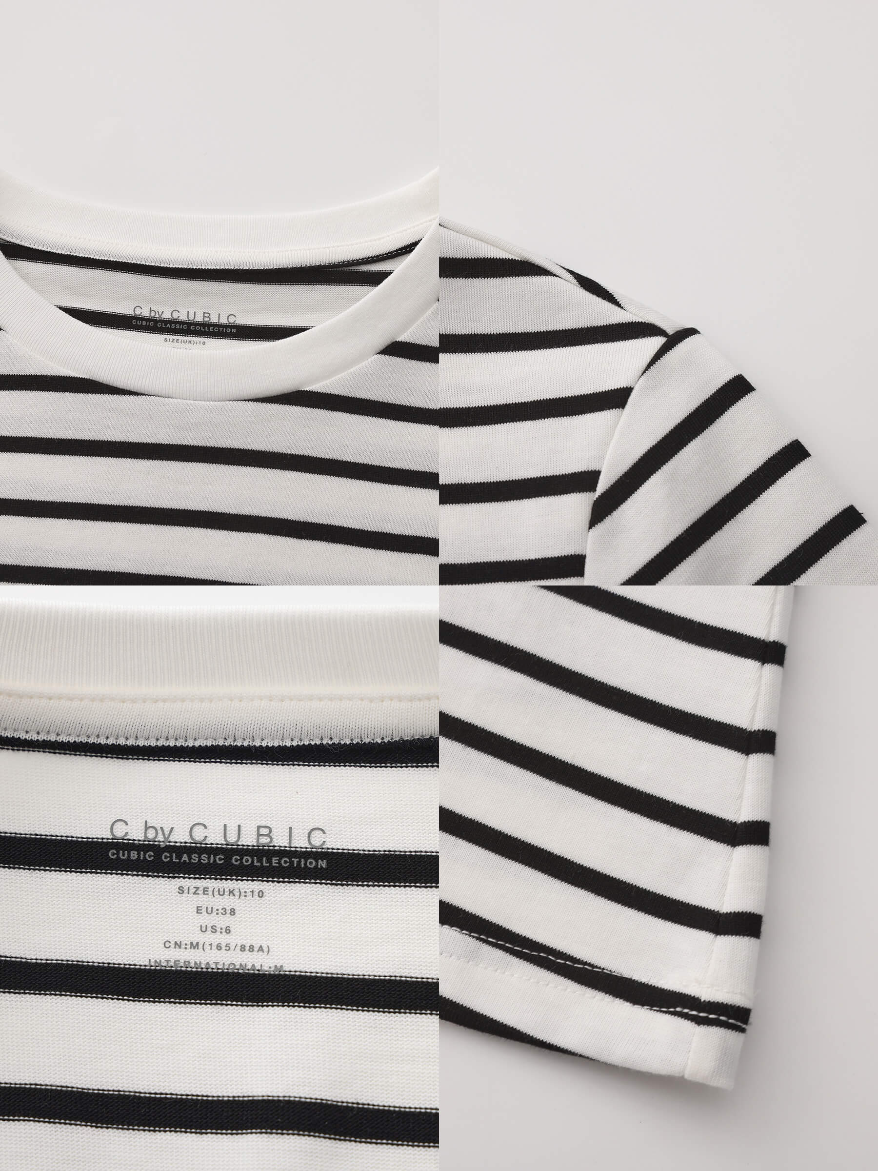 C by CUBIC Striped Basic Cotton T-Shirt-21