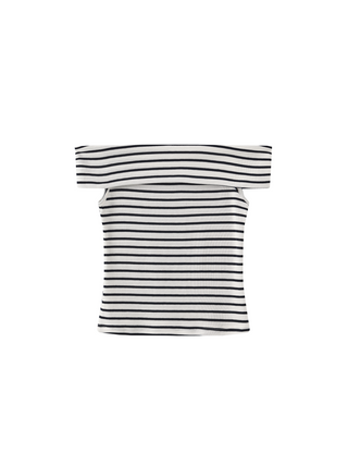 Striped Off-Shoulder Short-Sleeve Top