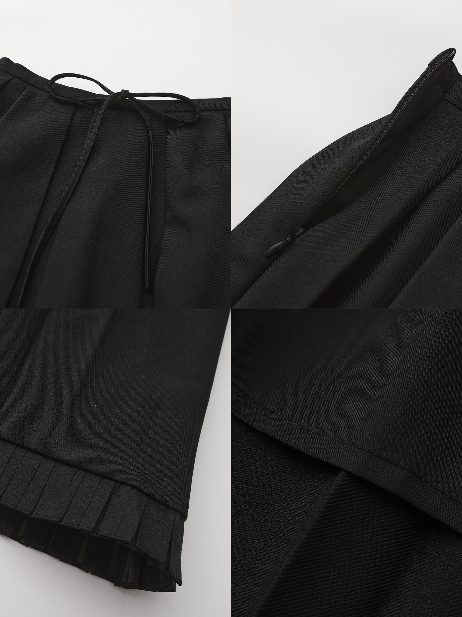 A-line Pleated Skirt with Ruffles Hem-20