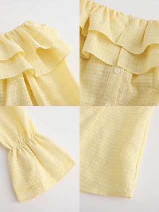 Frills Volume Off Neckline Shirt