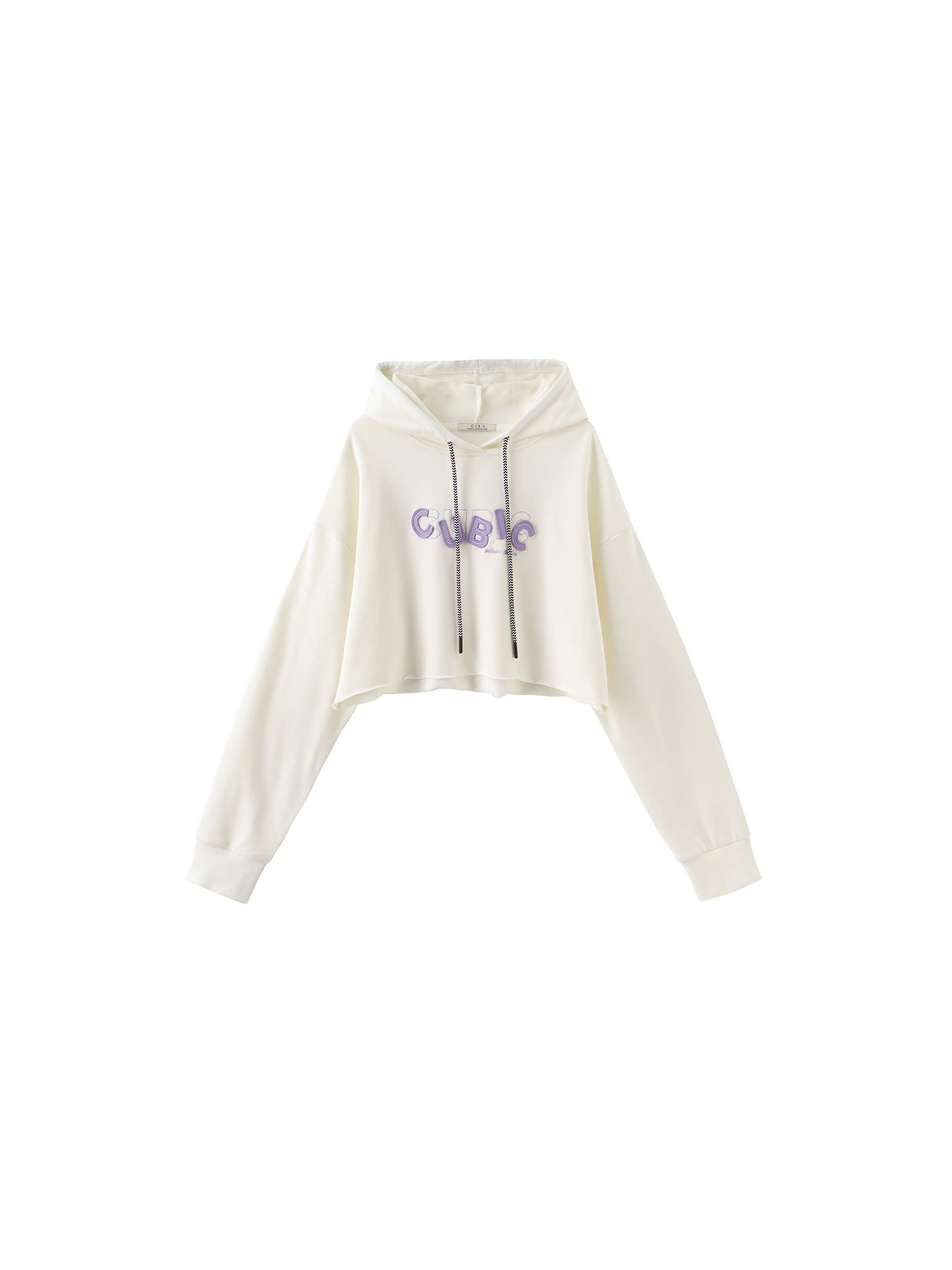 CUBIC Print Hooded Cropped Sweatshirt-22