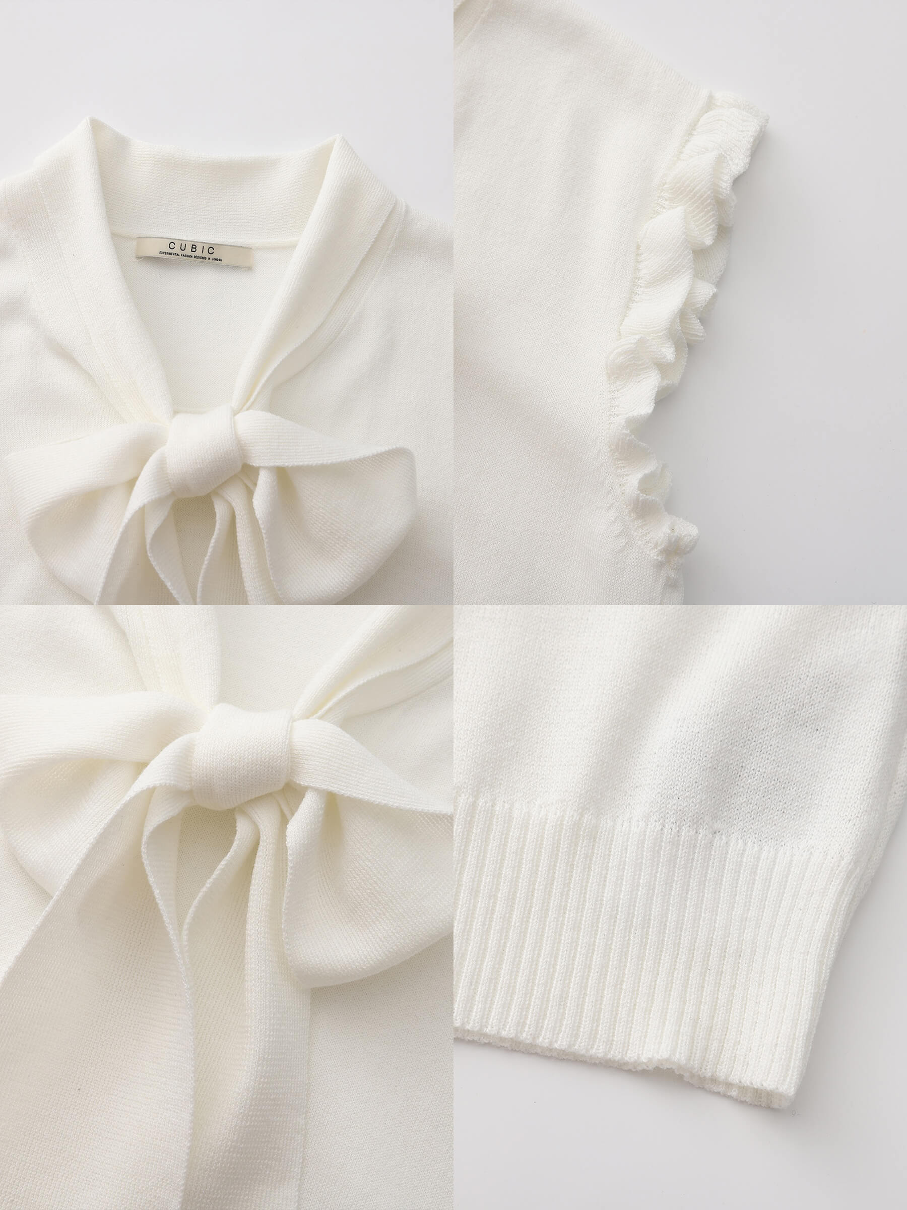 Ruffled Sleeve Sleeveless Knit Top with Attached Scarf-20