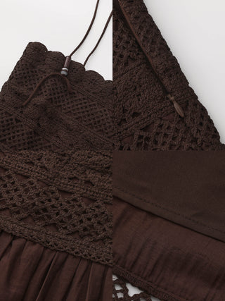 Crochet Lace Panelled Maxi Cami Dress