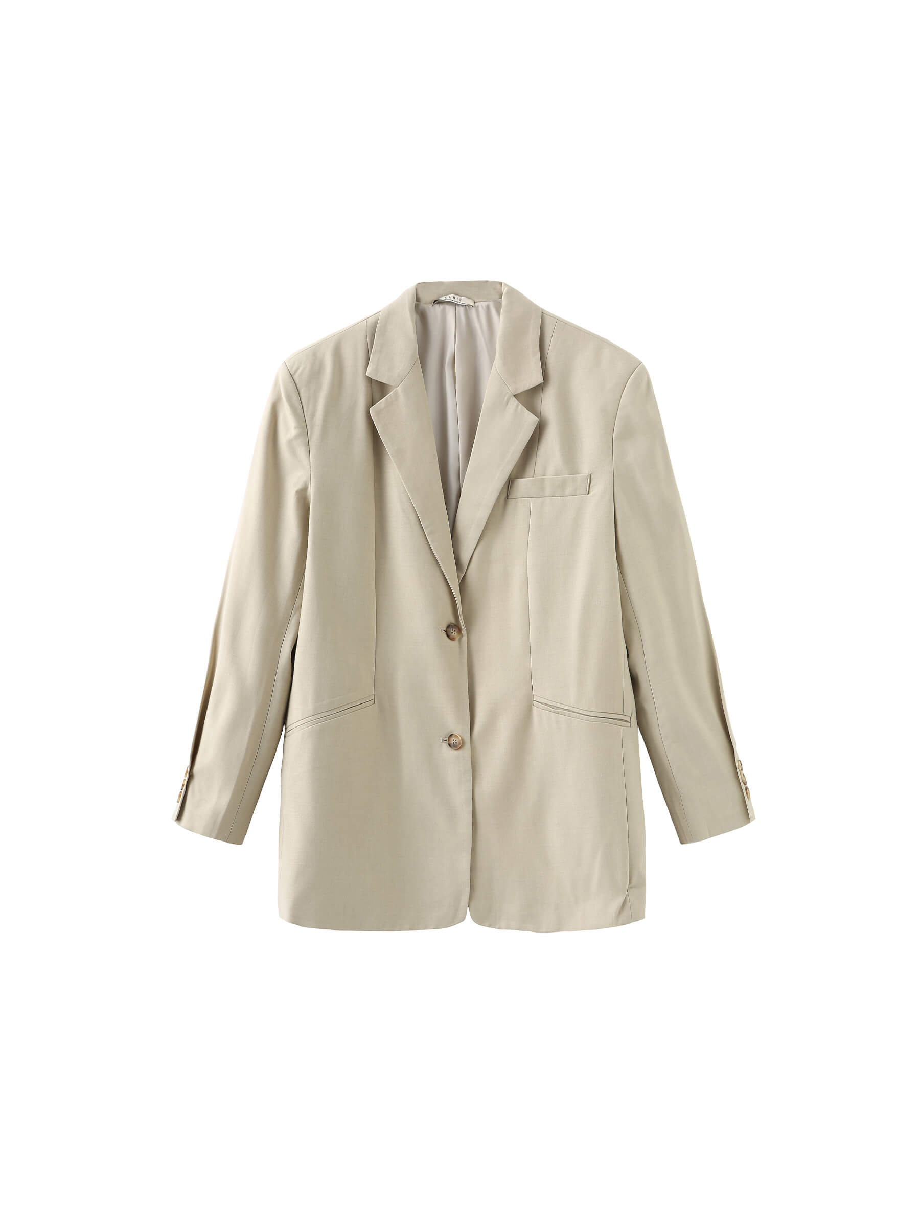 Oversized Shoulder Single Breasted Blazer with Wool Blend-22