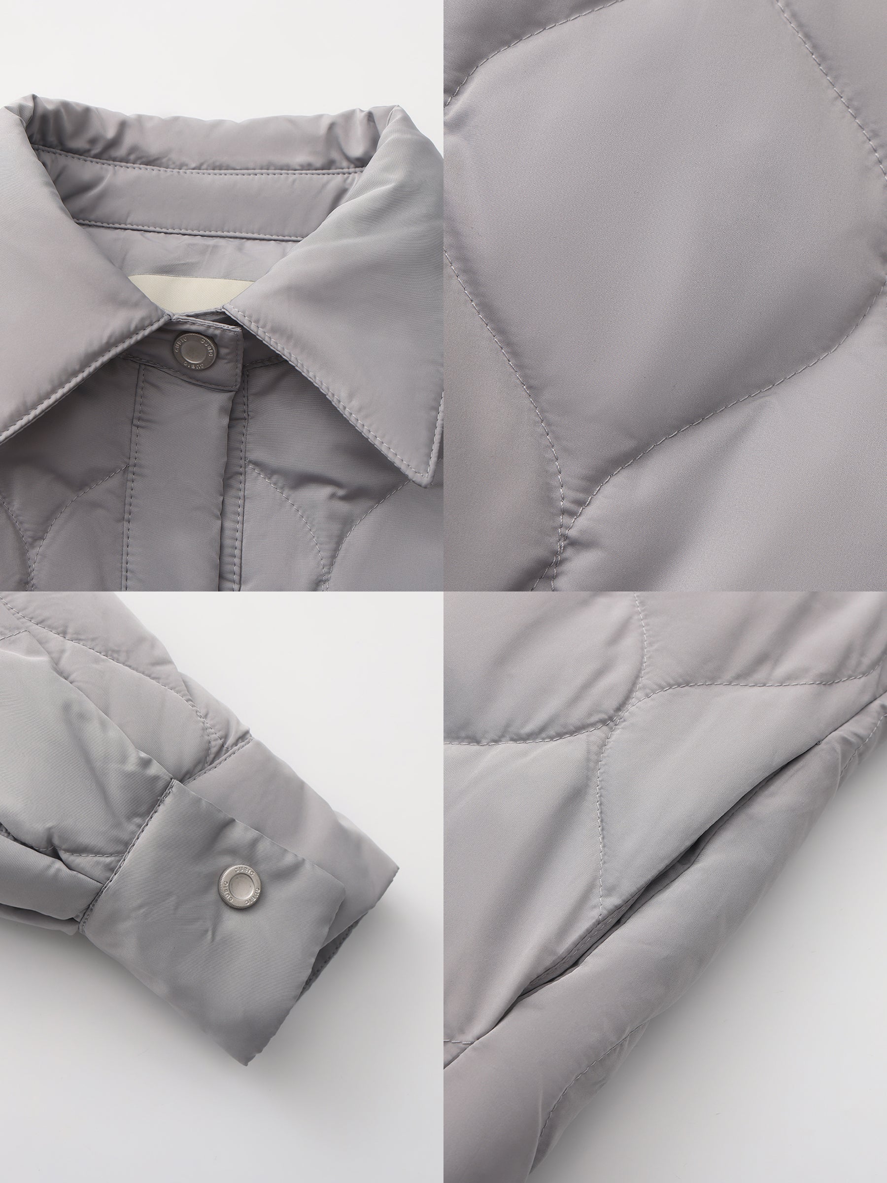 Button-Front Shirt Collar Loose-Fit Down Jacket-18