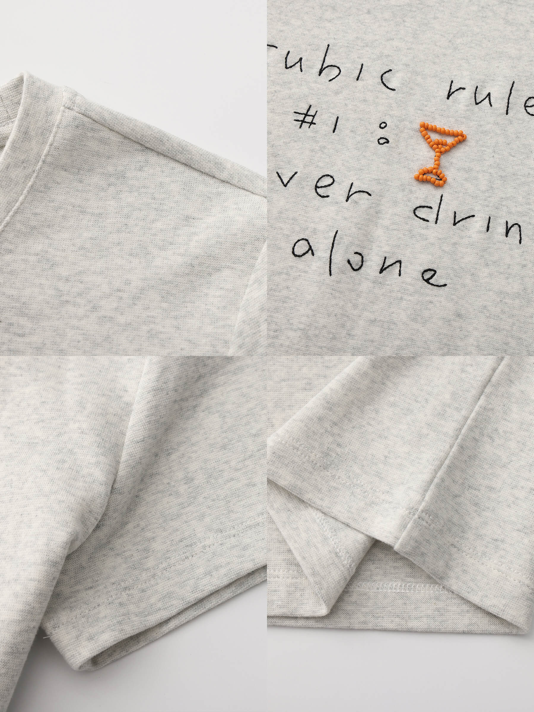 Cropped Letter Embroidered T-shirt-20