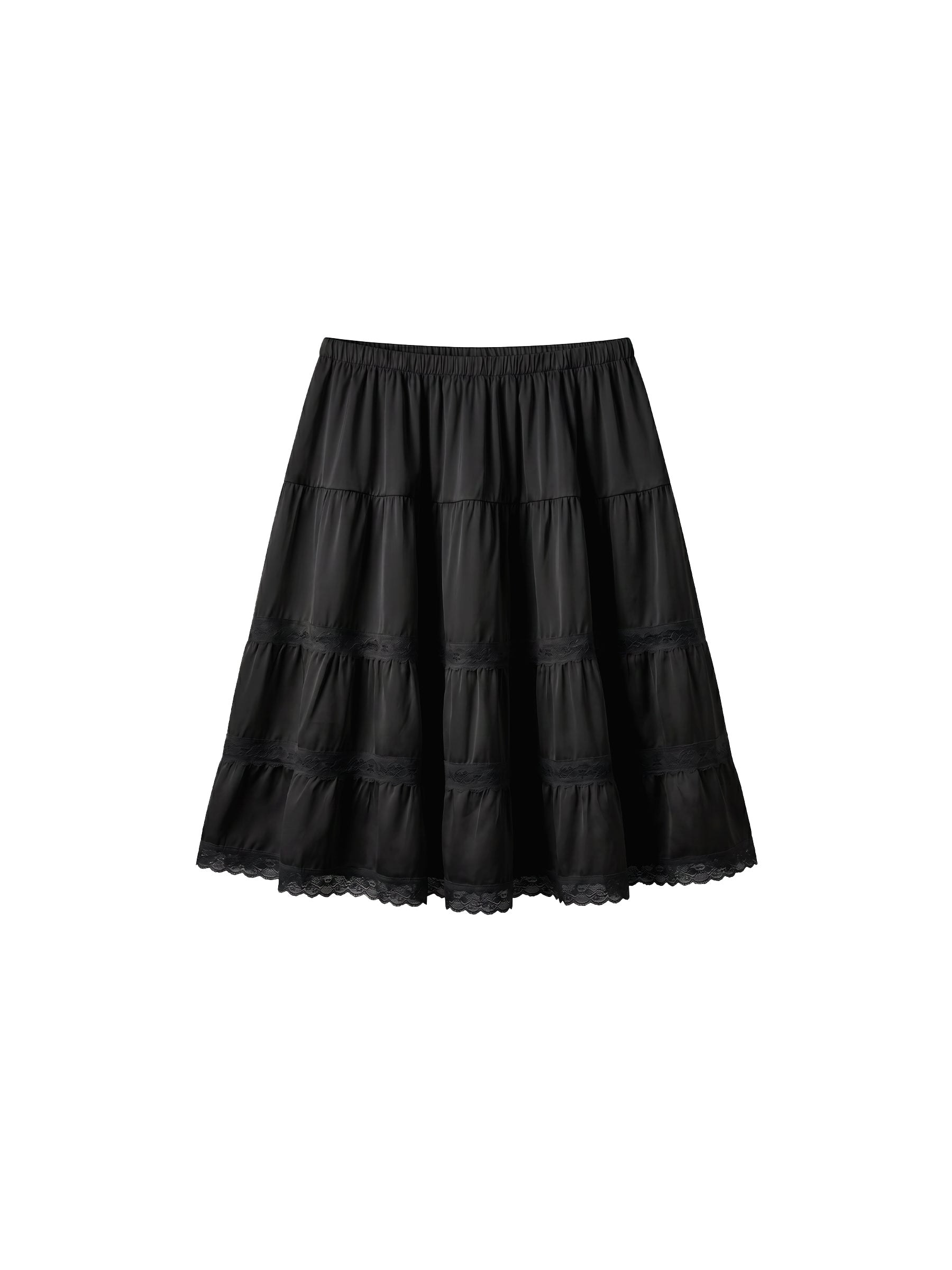 CUBIC Lace Tiered Satin Mini Skirt-19