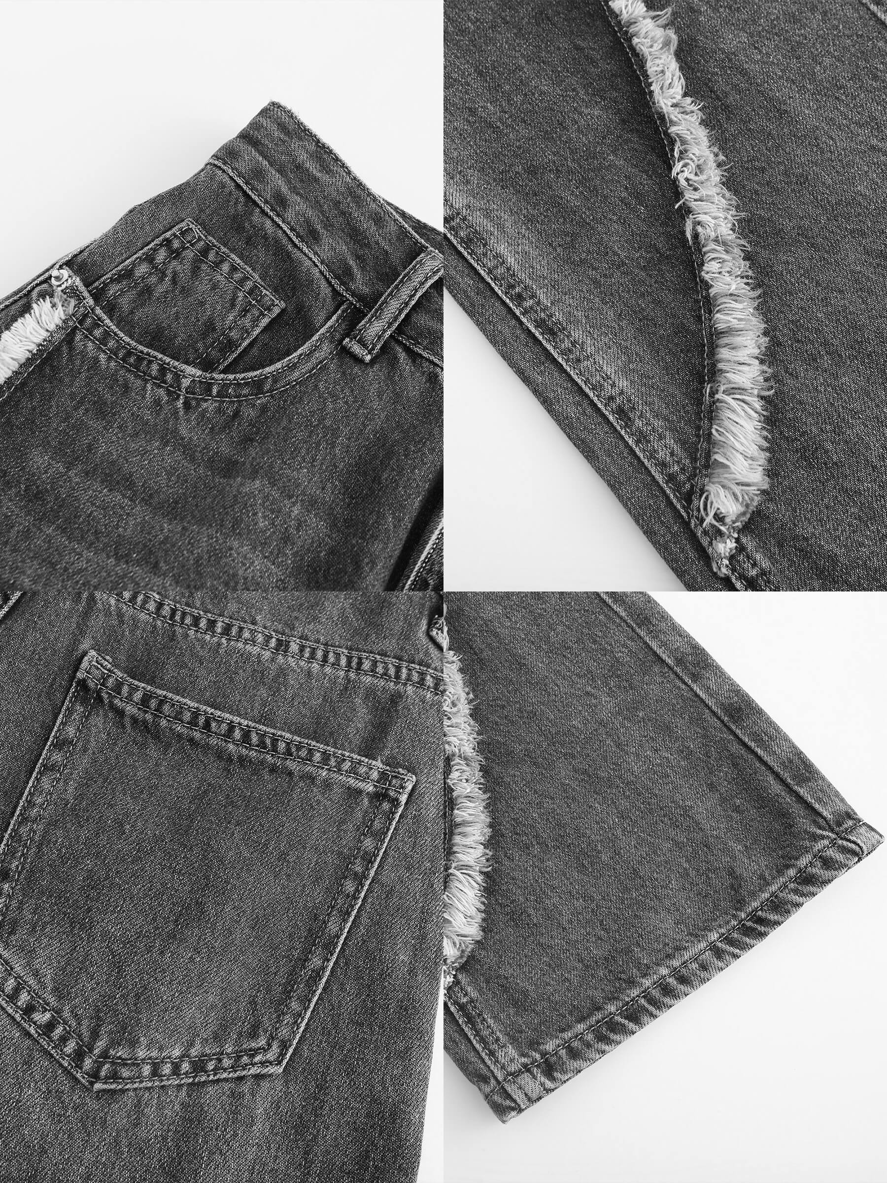 Straight Leg Distressed Detailed Jeans-19