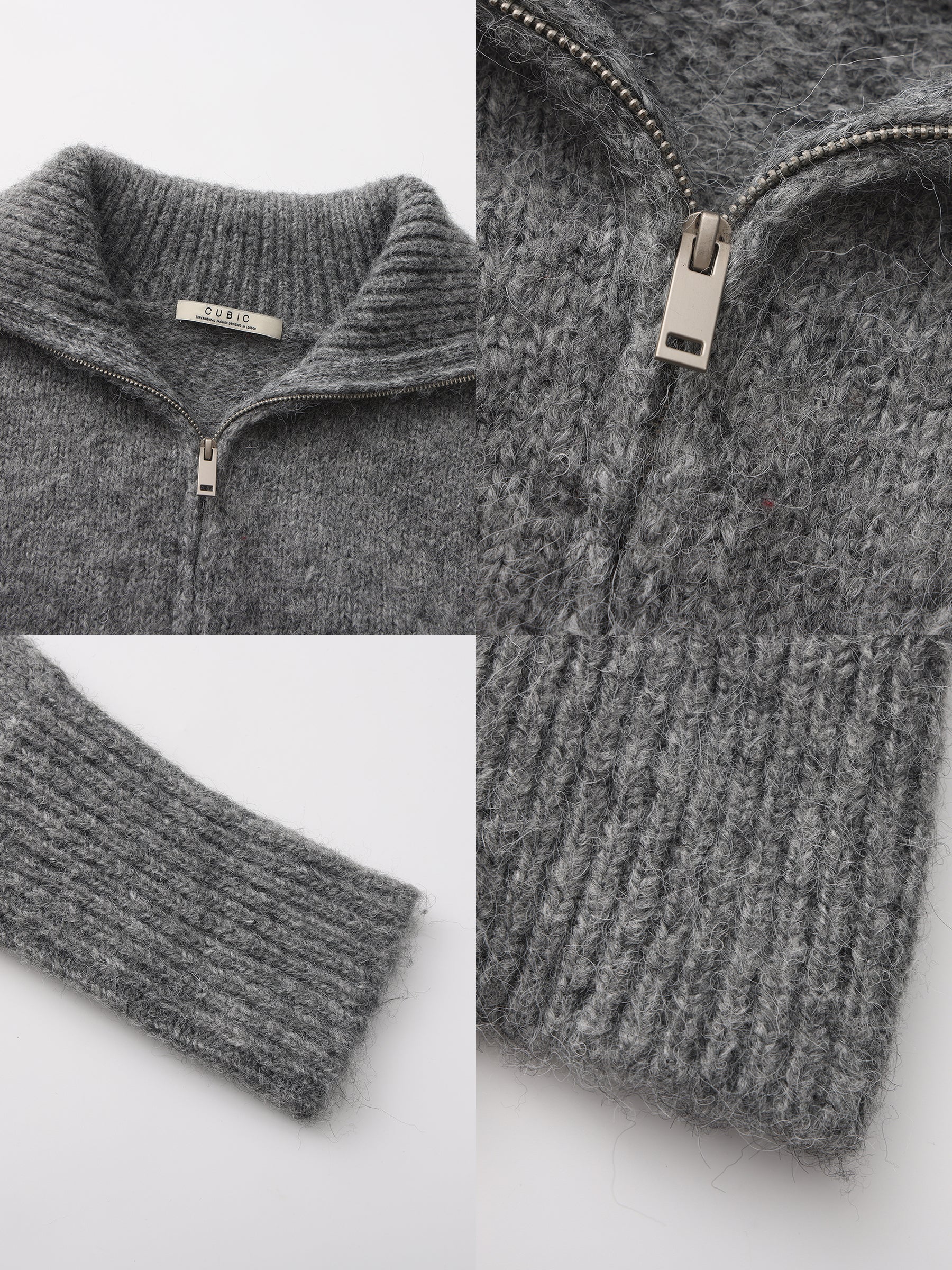 Retro Stand Collar Zip-Up Cardigan-18