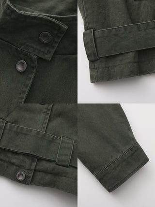 Stand-Collar Washed Twill Utility Jacket
