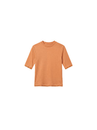 CUBIC Lace Trim Fitted Mid-Sleeve Top