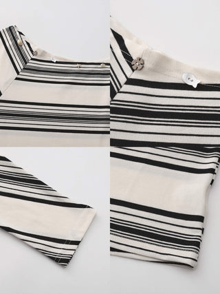 Off-Shoulder Striped Long-Sleeve Tee