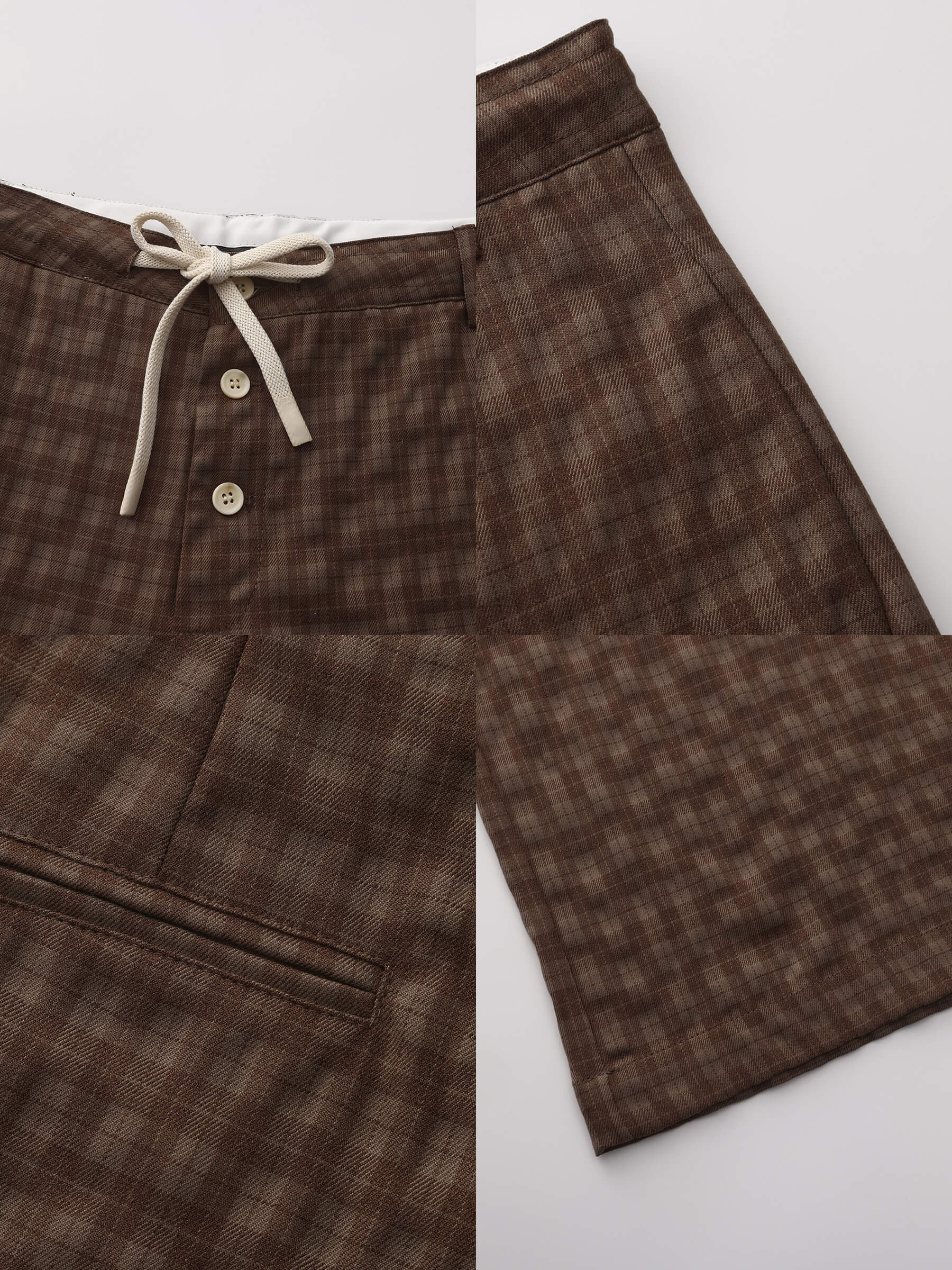 Drawstring Checkered Wide-Leg Casual Pants-20