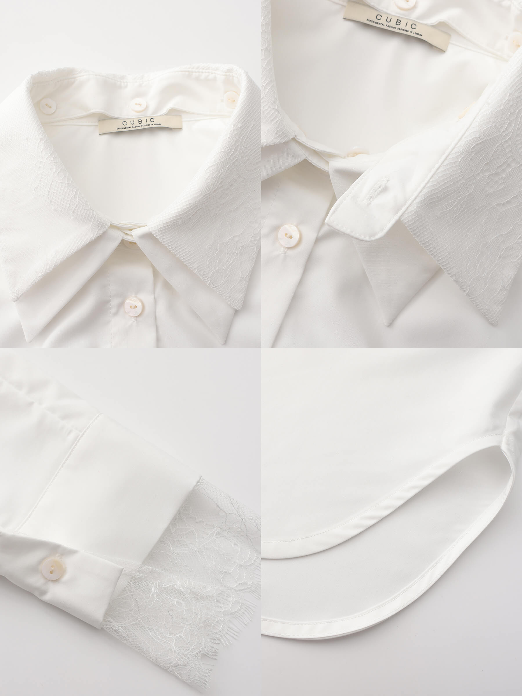 Double Wing Collar Shirt with Detachable Lace Collar-19