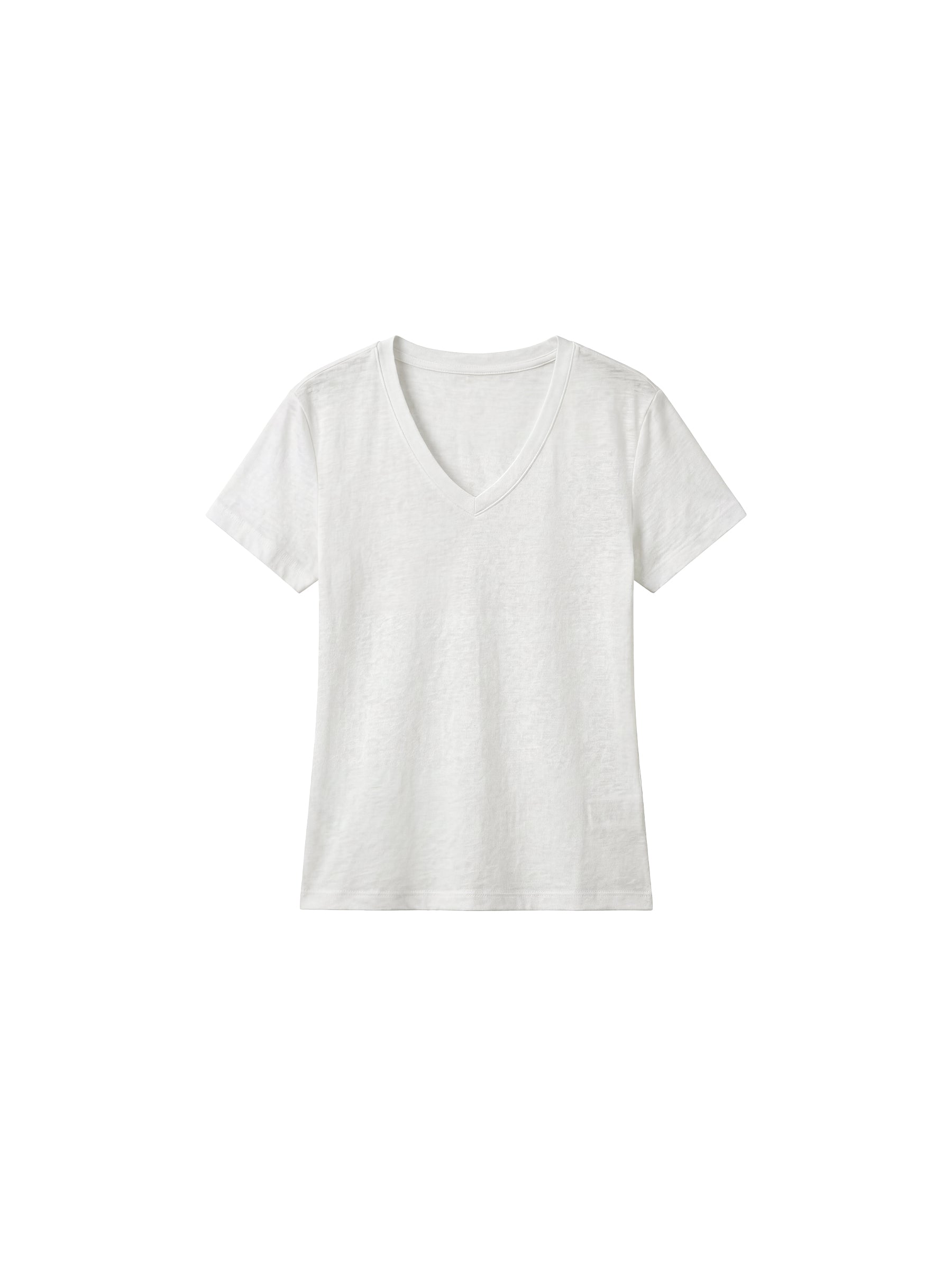 CUBIC Linen-Blend V-Neck Slim Fit Top-19