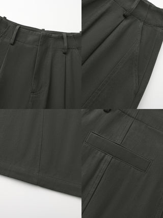 100% Cotton High-Waisted Wide-Leg Casual Trousers