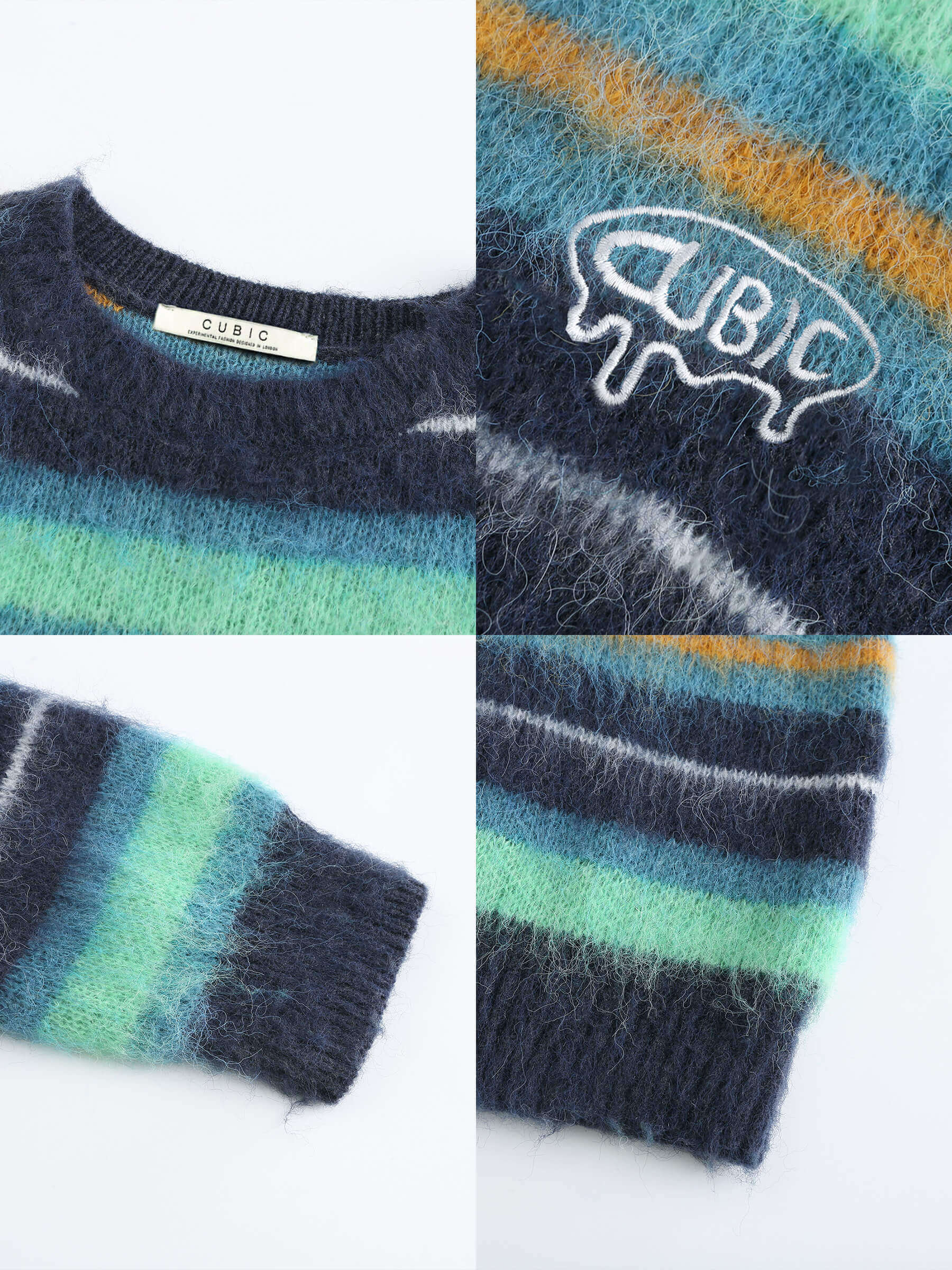 Fluffy Striped Oversized Knit Sweater-20