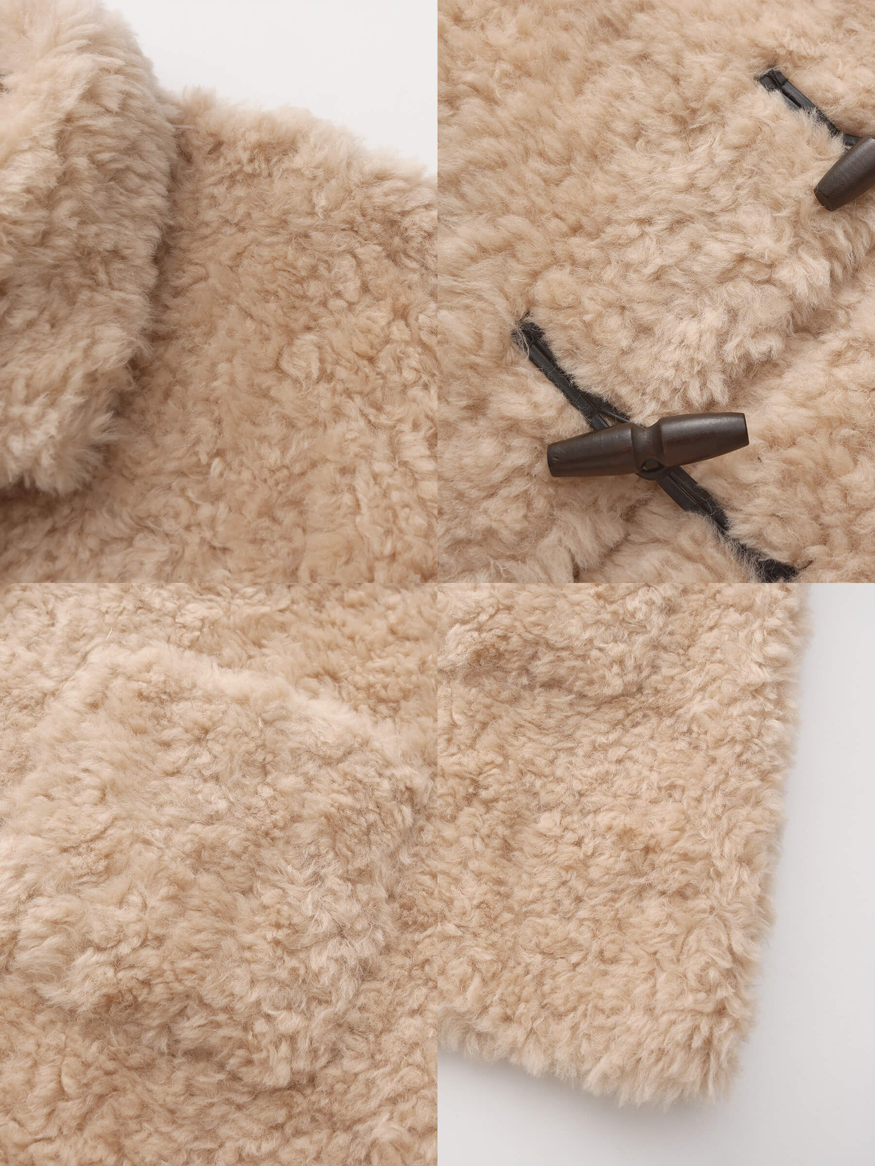 ONE BY CUBIC Hign Collar Furry 100% Wool Coat-18