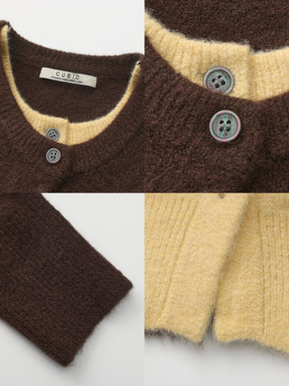 Crewneck Knit Button-Up Cardigan
