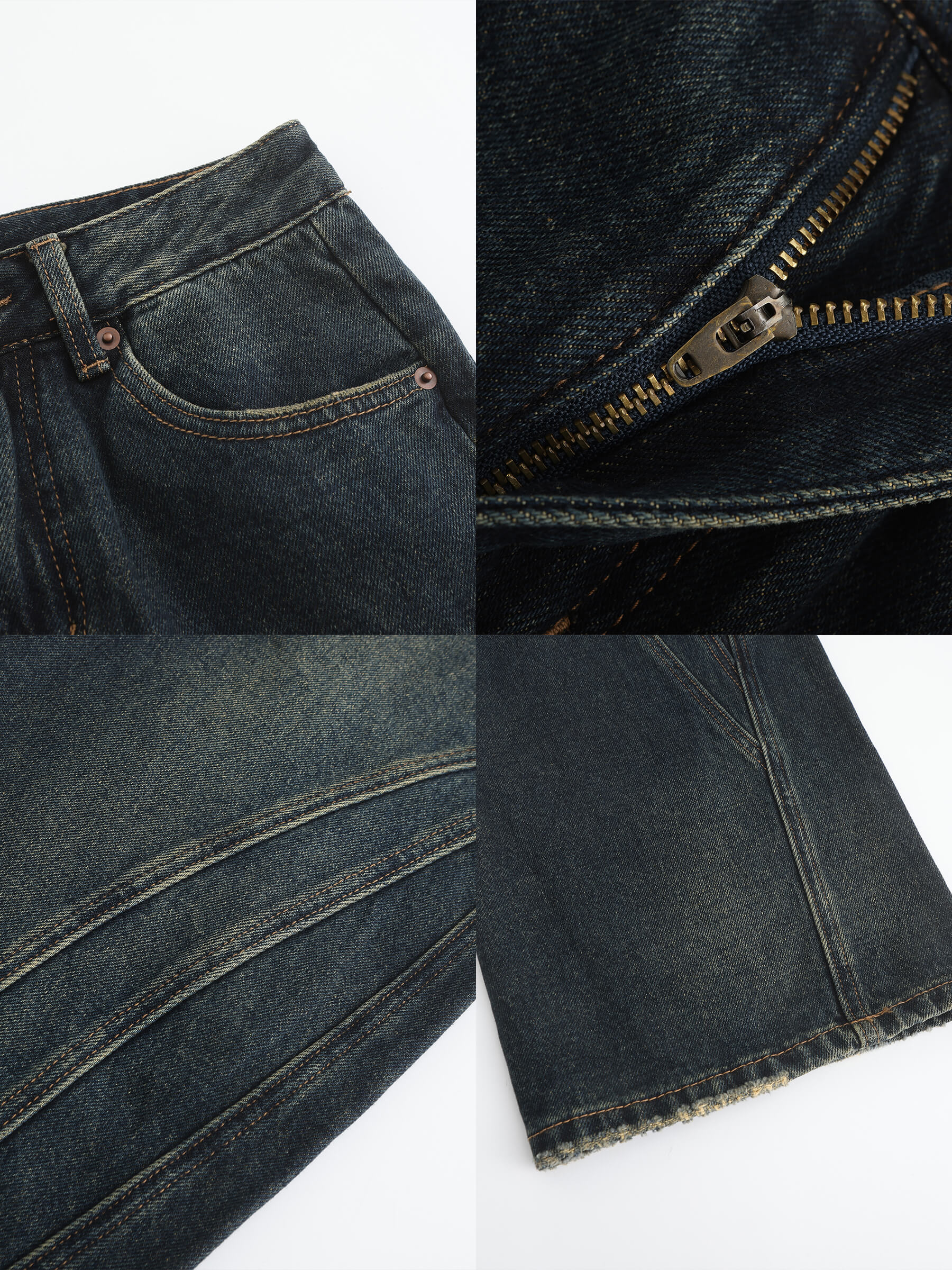 Vintage Style Straight leg Denim Jeans-18