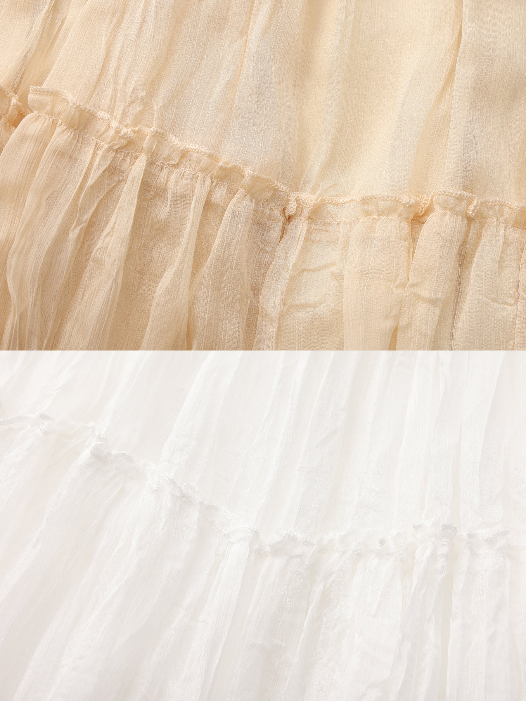 CUBIC Pleated and Gathered Design Tulle Skirt-19
