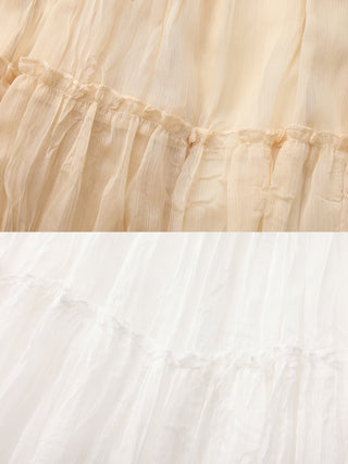 CUBIC Pleated and Gathered Design Tulle Skirt