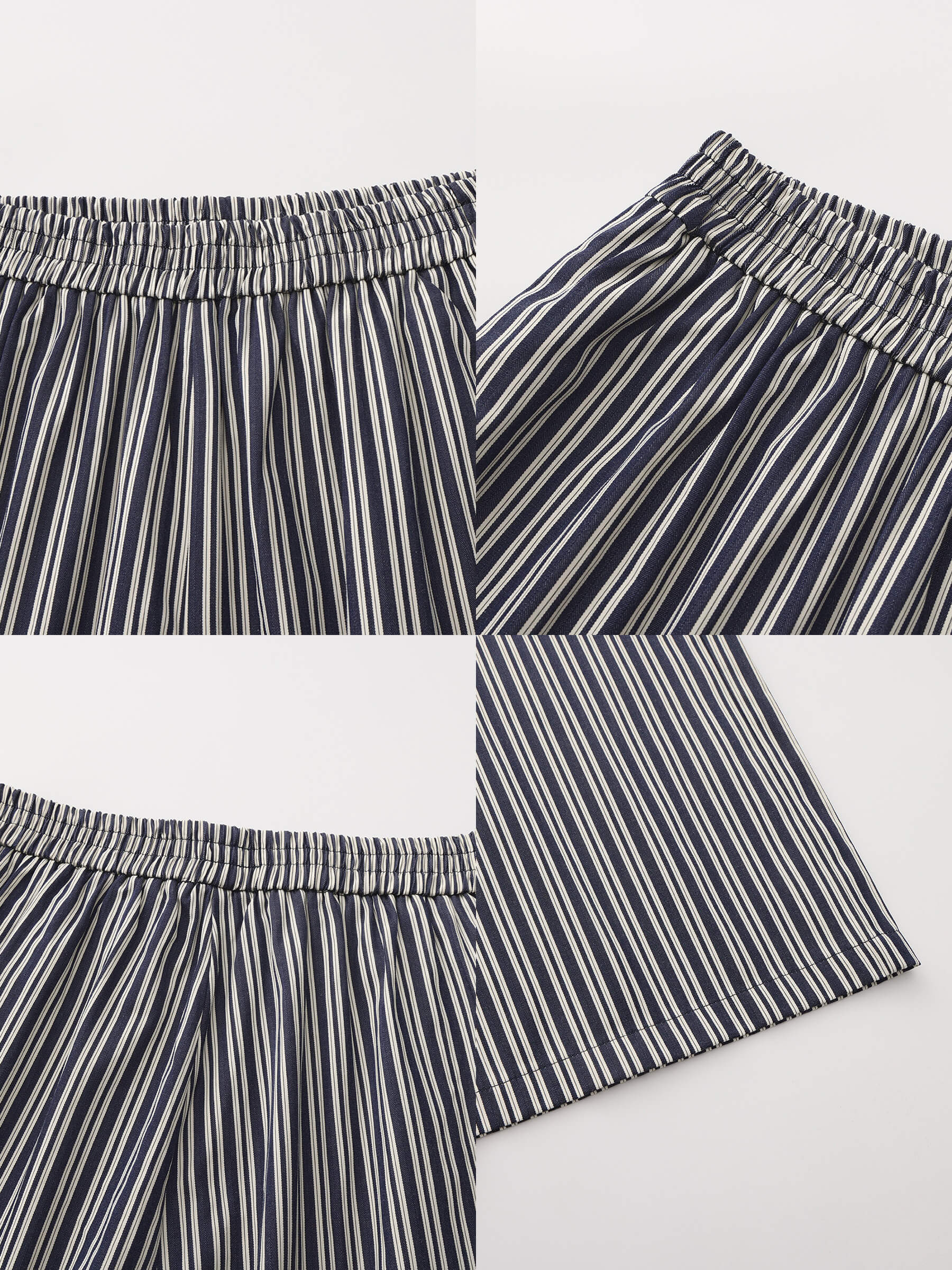 Pleated Striped Wide-Leg Trousers-16