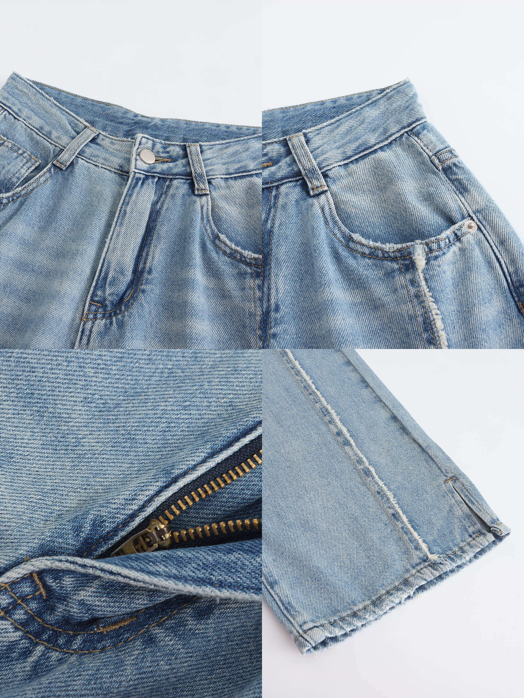 Fray Panelled Wide Leg Jeans-20