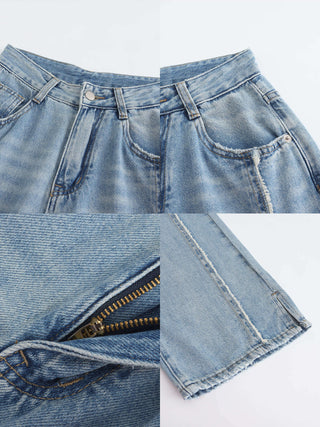 Fray Panelled Wide Leg Jeans