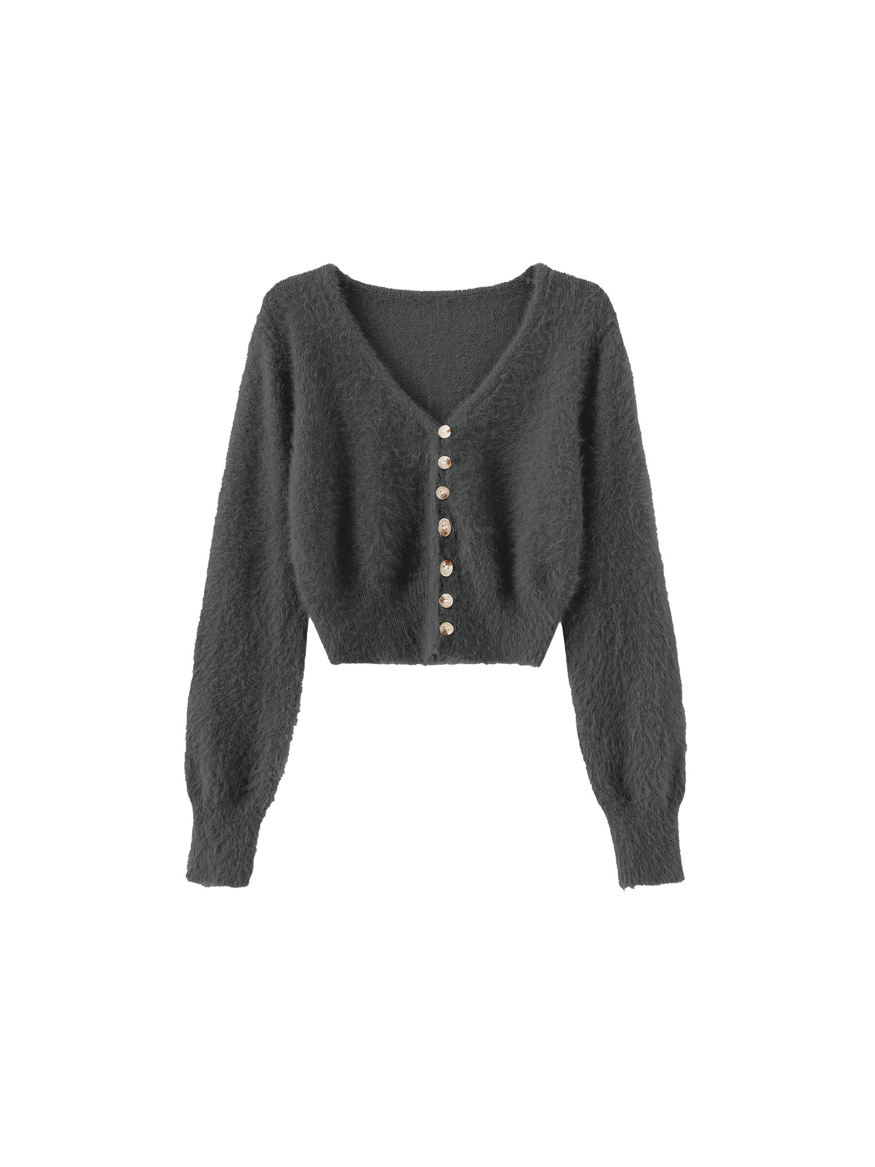Fluffy Cropped Knit Cardigan-22