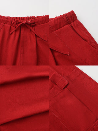 Relaxed Draped Straight-Leg Utility Pants
