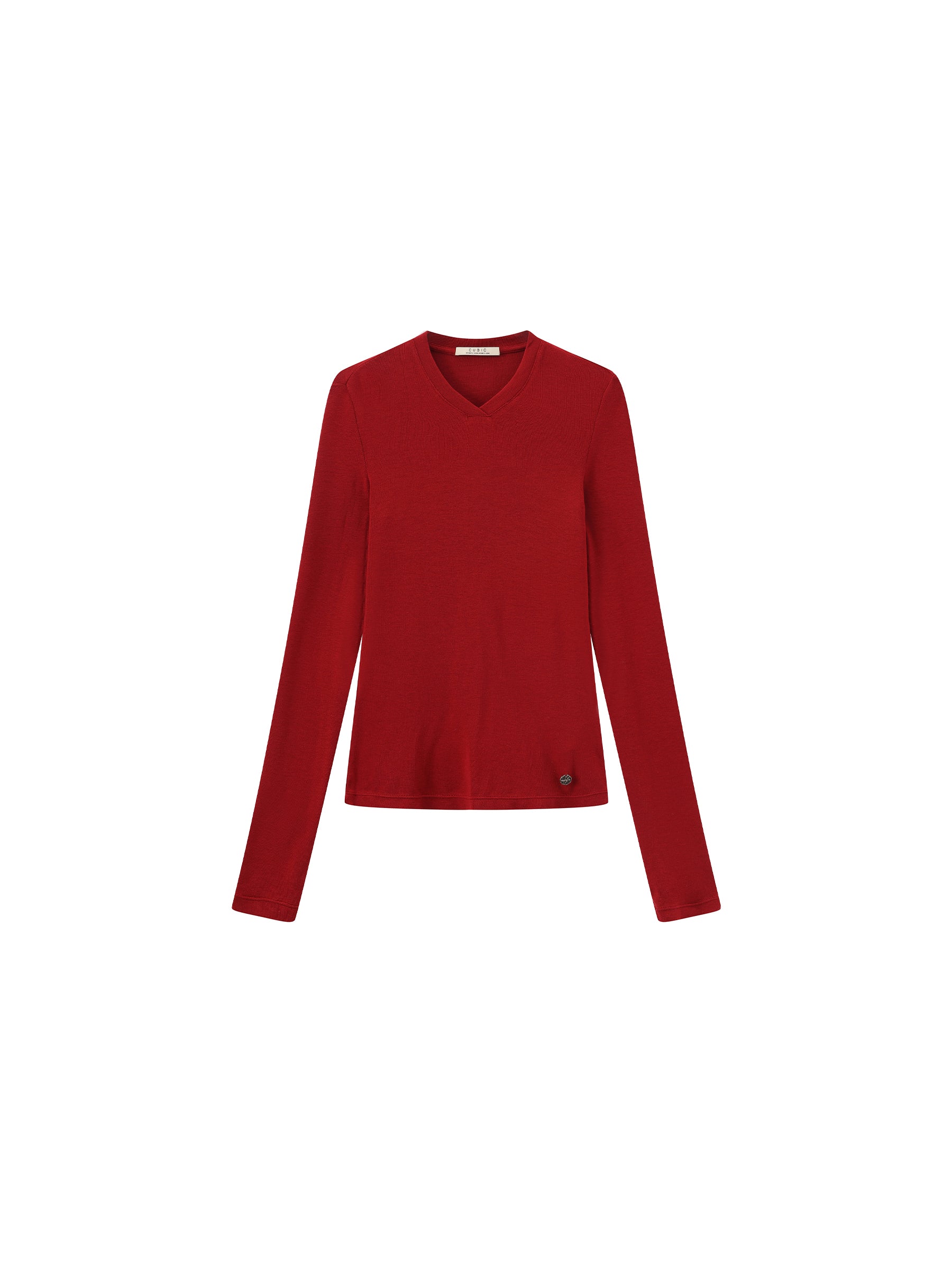 CUBIC Wool Blend V-Neck Knit T-Shirt-19