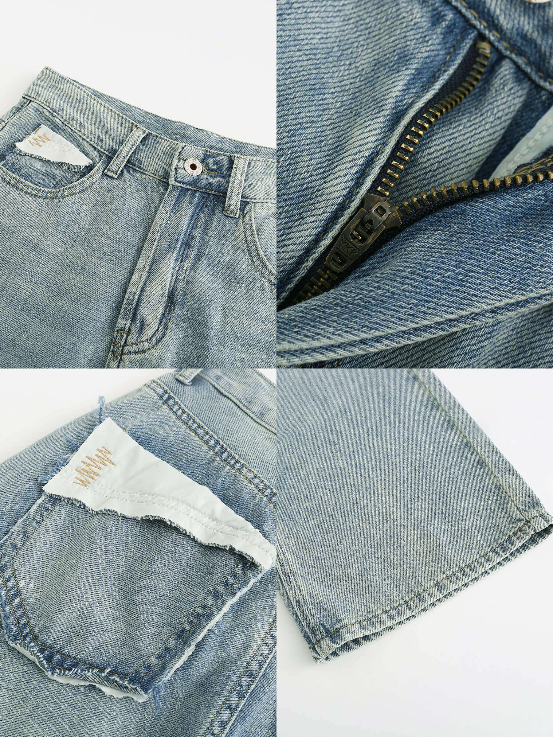 High Waist Loose Straight Washed Jeans-20