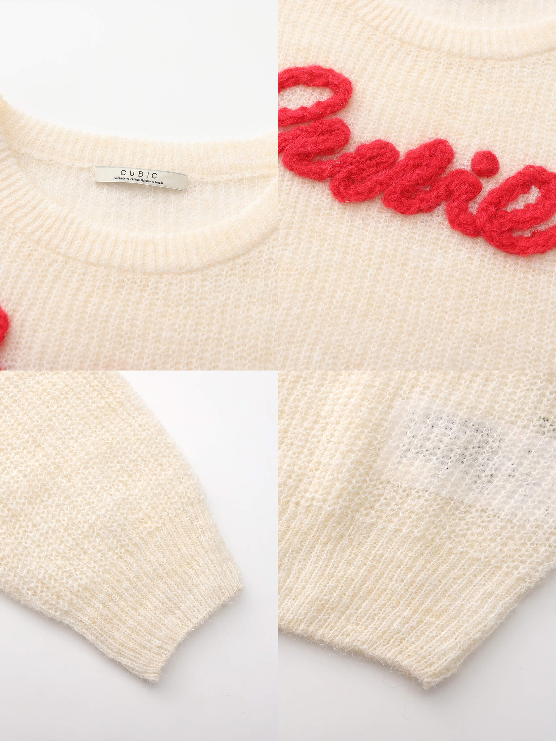 "CUBIC" Embroidered Crewneck Sweater-18