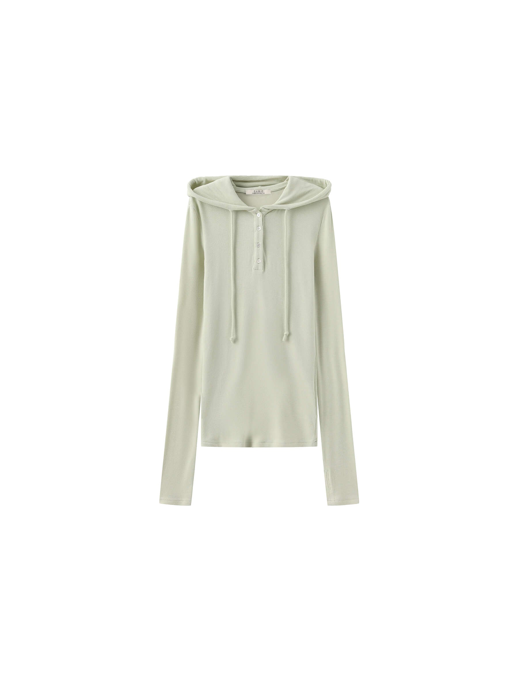Slim-Fit Hooded V-Neck Long Sleeve Top-22