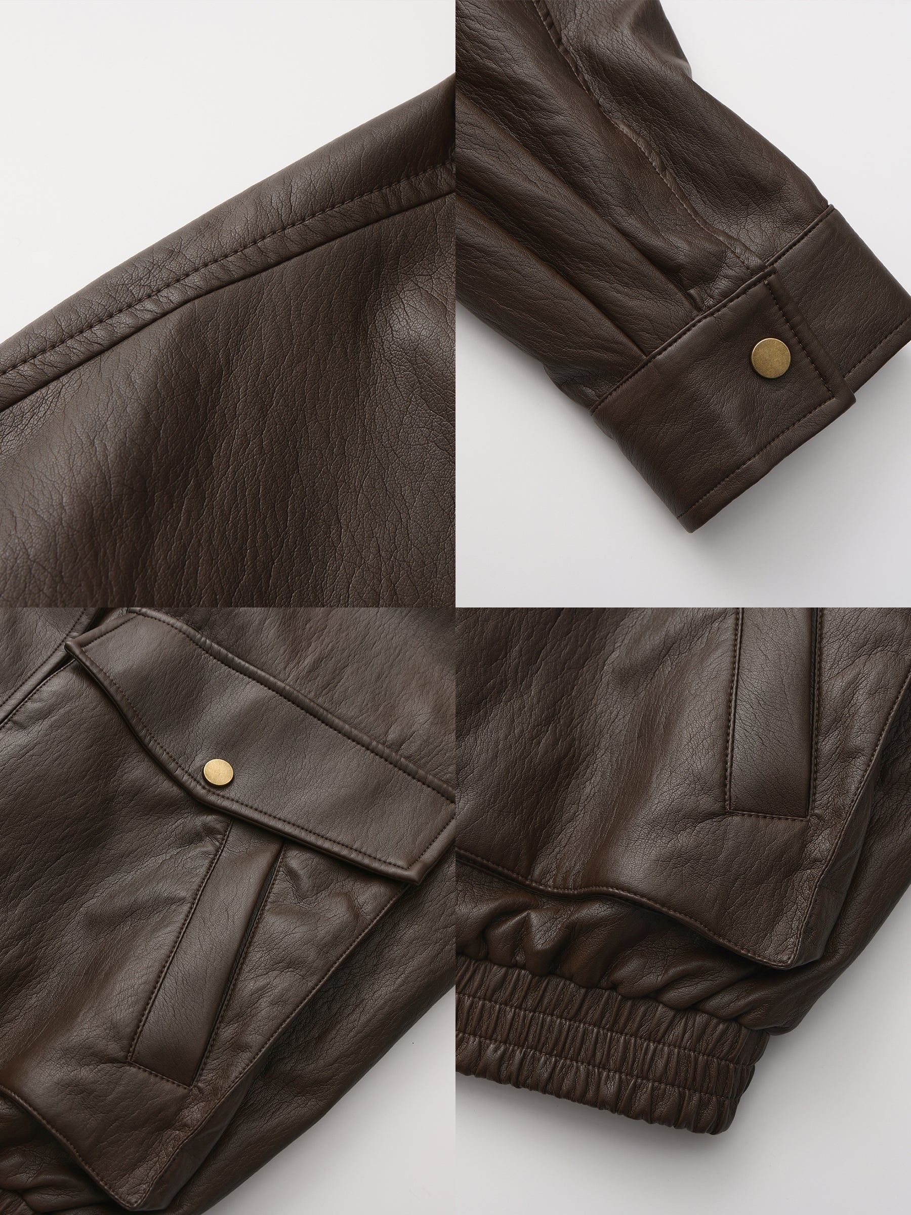 Stand Collar Vintage Faux Leather Jacket-18