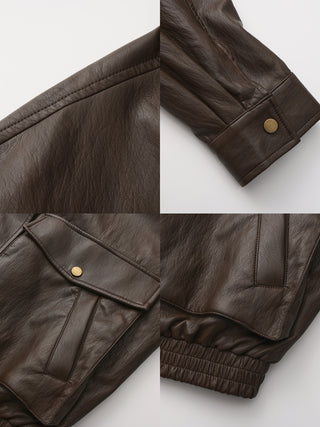 Stand Collar Vintage Faux Leather Jacket