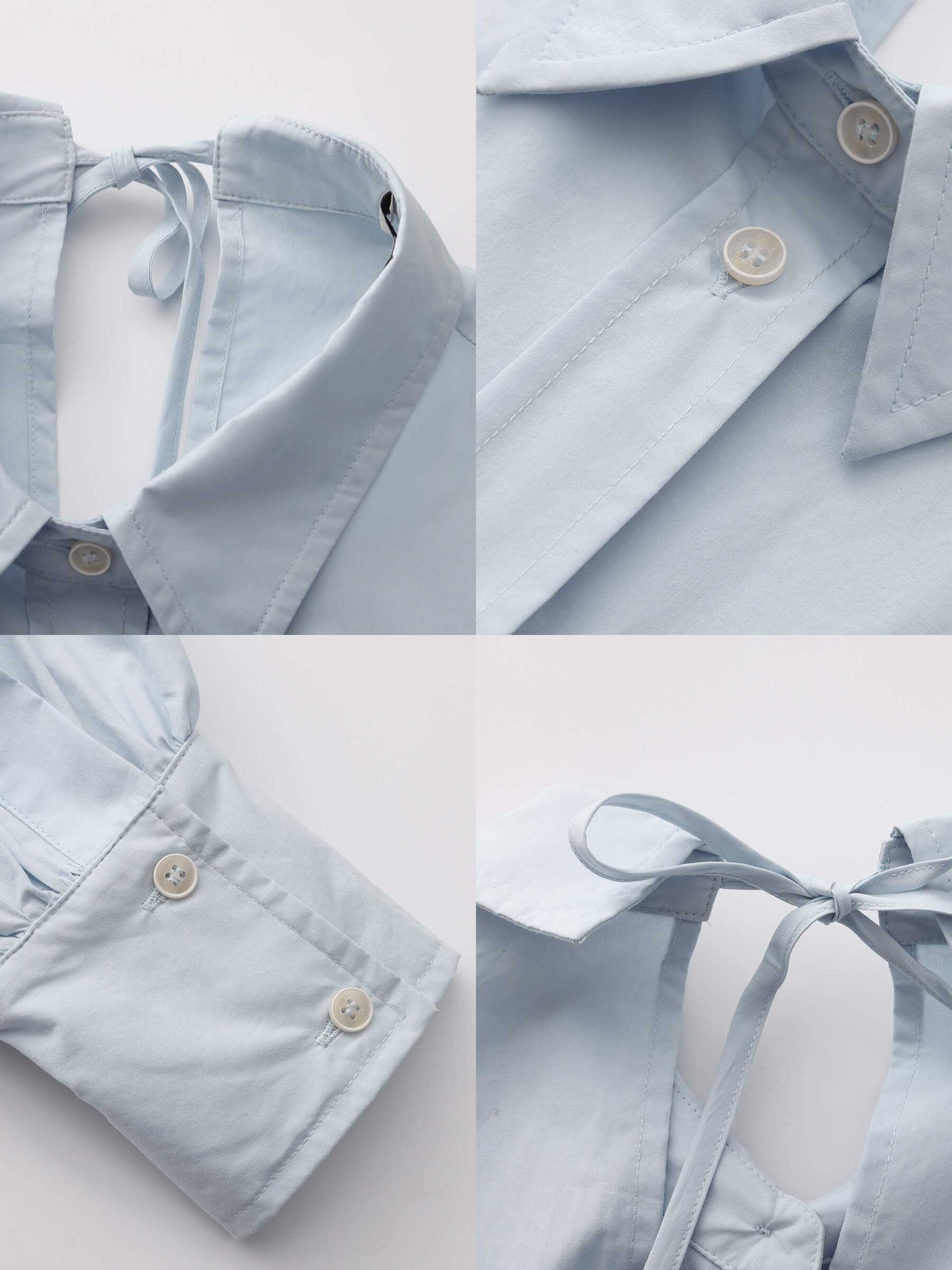 100% Cotton Oversized Balloon Sleeve Backless Tie Shirt-20