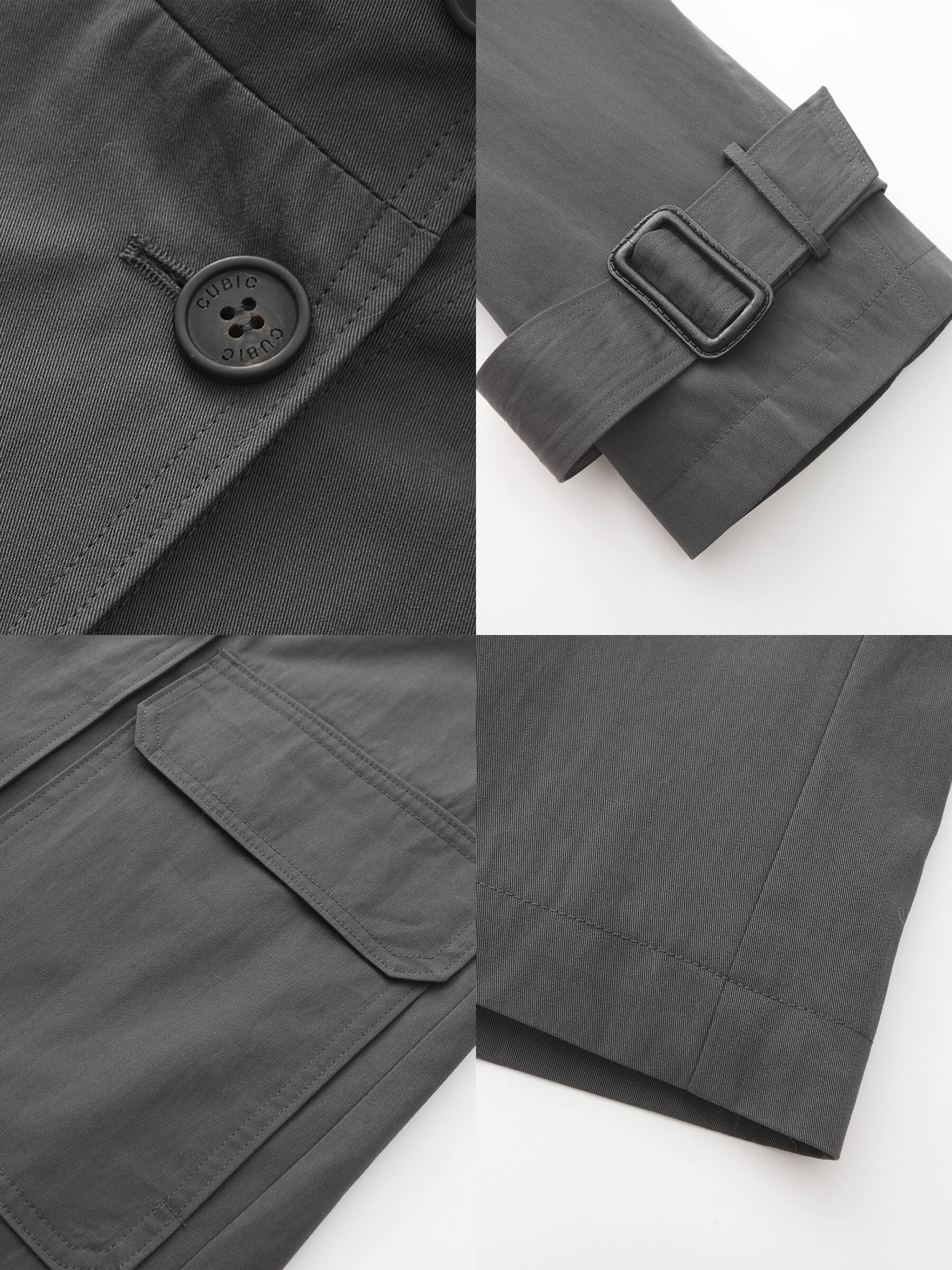 High Collar Long Trench Coat-20