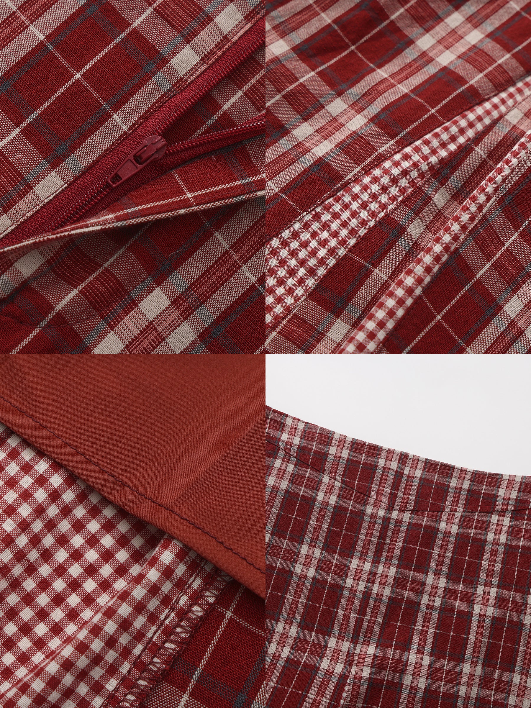 100% Cotton Patchwork Check A-Line Maxi Skirt-18