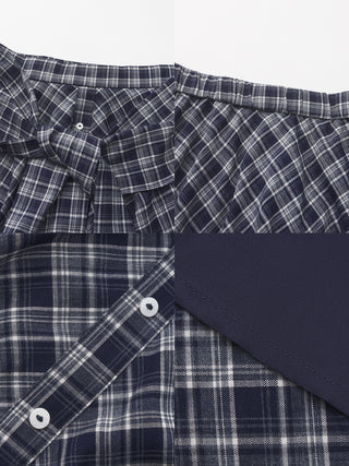 Plaid A-Line Skirt with Faux Shirt Sleeve Tie