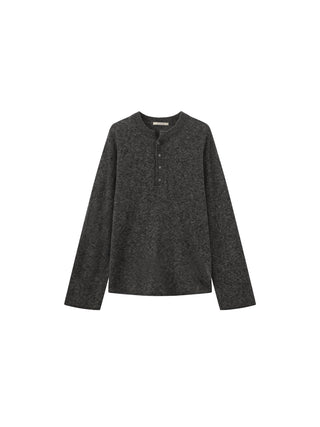 Henley Neck Loose-Fit Long-Sleeve Cover-Up