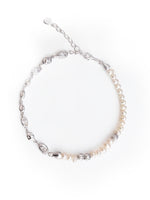 Asymmetric Pearl Zircon Silver Bracelet