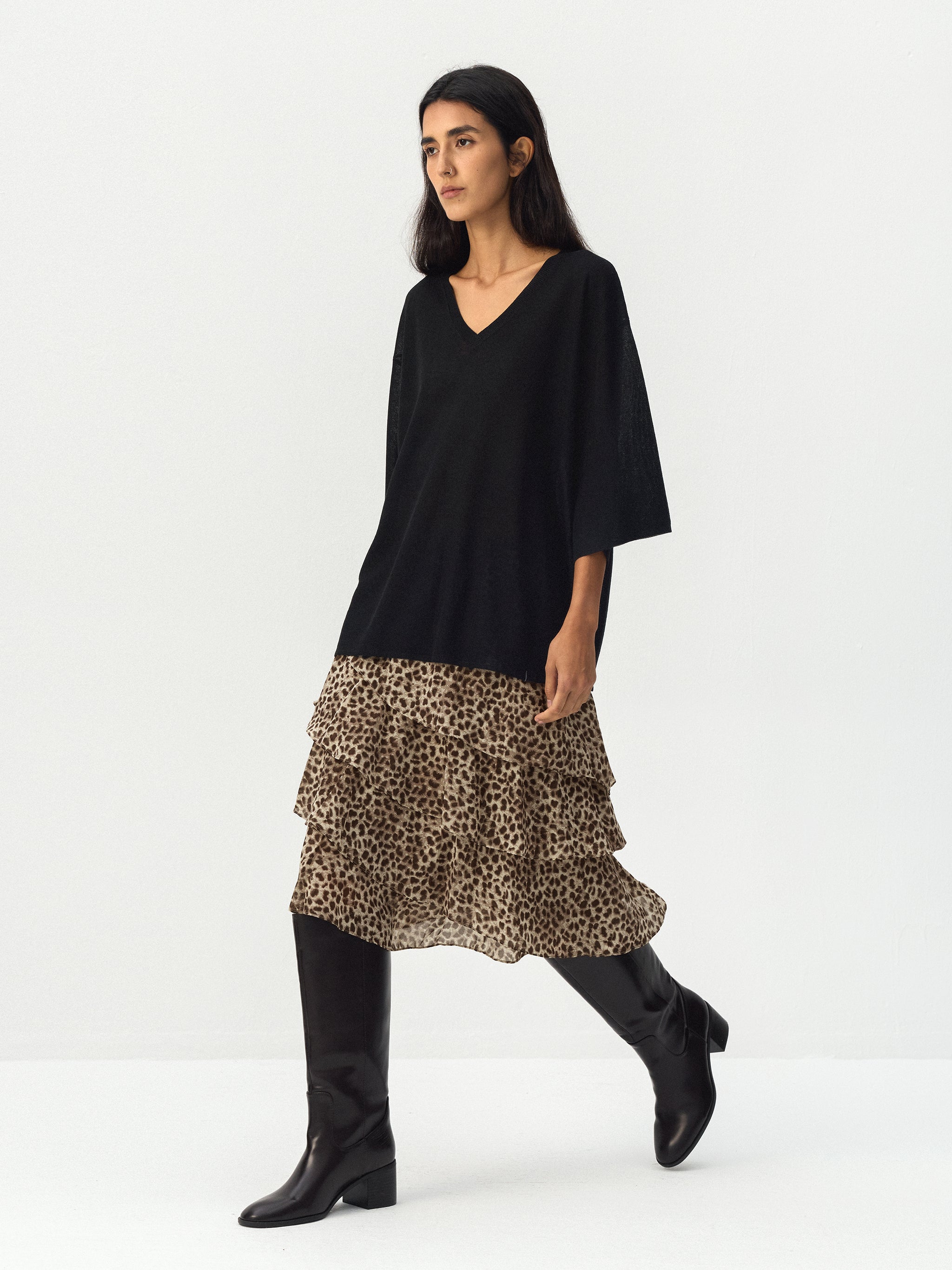 CUBIC Leopard Tiered Mini Skirt